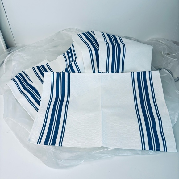 Navy Blue Striped Placemats Set of 6,Modern White Striped Abstract Art Placemats - Picture 4 of 4